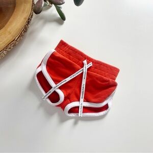 Minimalist Folk Co Orange Track Ringer Shorts | 3T